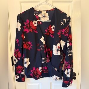 A New Day Dark Floral Wrap Top